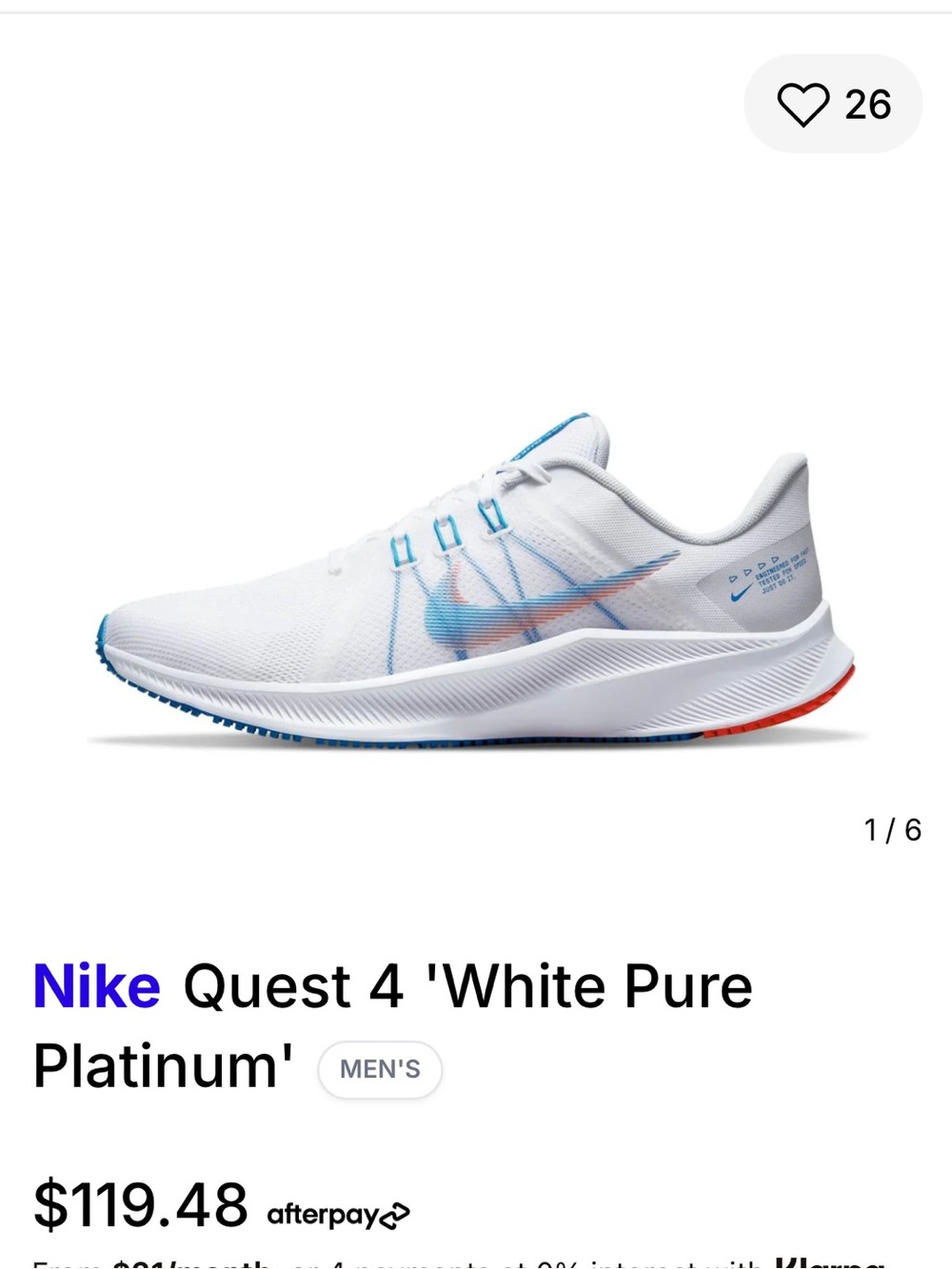 Nike Men’s - Quest 4 'White Pure Platinum'